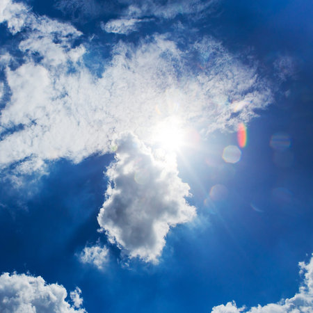 blue sky with cloud closeupの写真素材