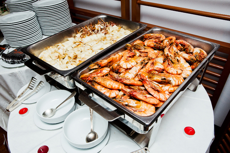 Buffet Grilled Shrimp Grilled Squidの写真素材
