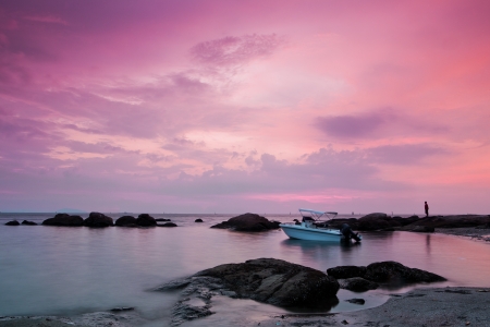 sand and beach with sunsetの写真素材