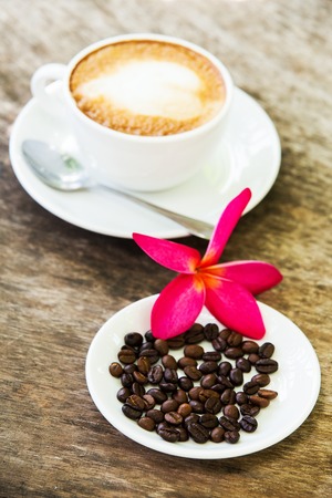 Coffee cup and coffee beansの写真素材