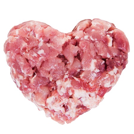 Fresh damp meat on plate insulated on white backgroundの写真素材