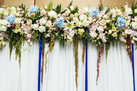 Beautiful flowers background for wedding sceneの写真素材