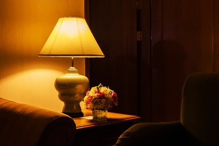 table lamp and sofaの写真素材