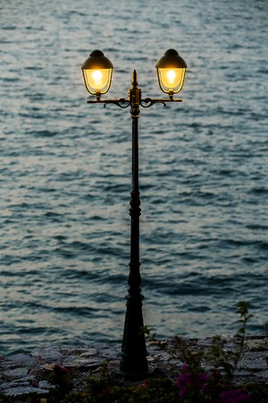 Light poles along the corridorの写真素材