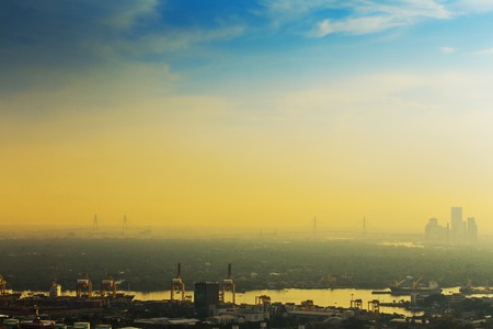View of Bangkok City Thailand on sunsetの写真素材
