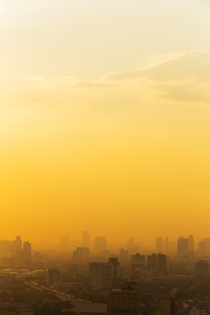 Aerial view of Bangkok at sunsetの写真素材