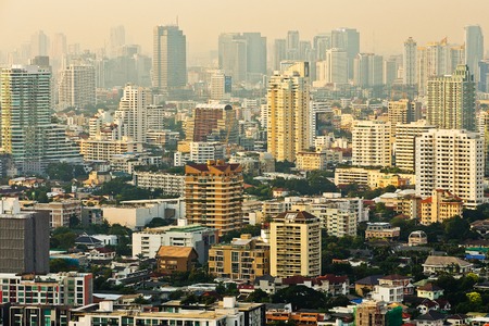 Aerial view of Bangkok at sunsetのeditorial素材