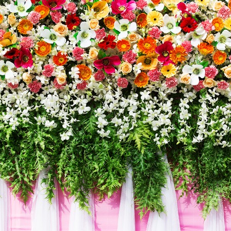Beautiful flowers background for wedding sceneの写真素材