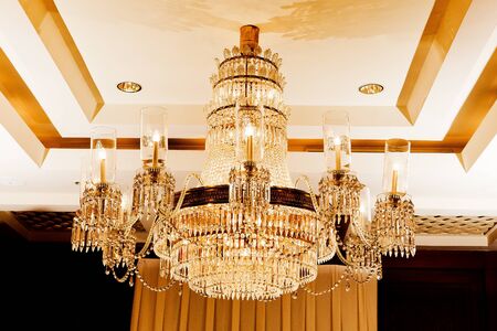 vintage crystal lamp inside theaterの写真素材