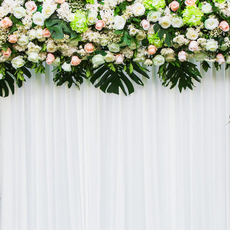 Beautiful flowers background for wedding sceneの写真素材