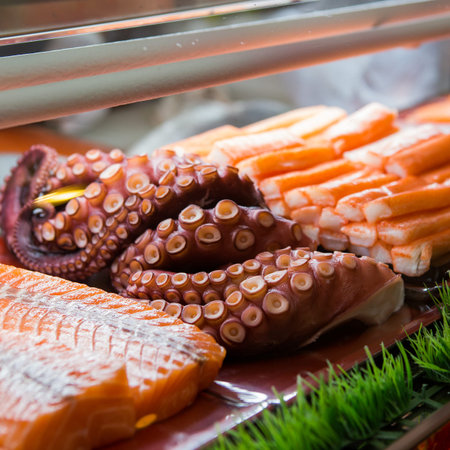 Food and Japanese food  sashimi  in glass boxの写真素材
