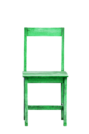 green wood chair isolated on a white backgroundの写真素材