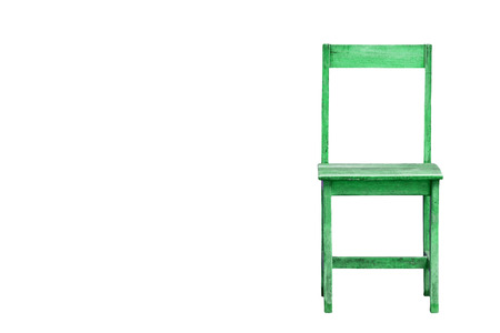 green wood chair isolated on a white backgroundの写真素材