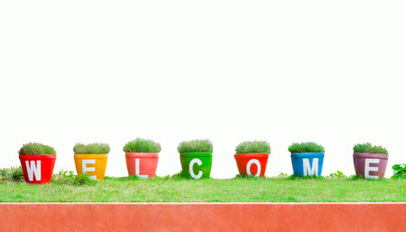 Colorful of the Welcome isolate on white backgroundの写真素材