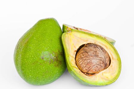 Avocado fruit isolated on white background for healthの写真素材