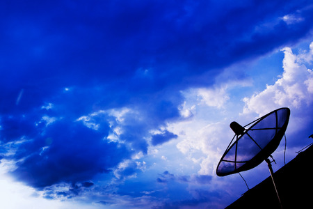 Satellite dish sky sunset communication technology networkの写真素材