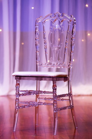 Luxury plastic chair and leather on stageの写真素材