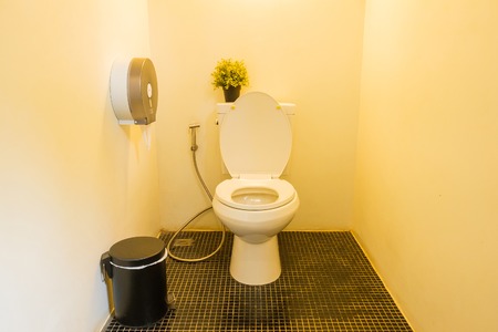 White toilet bowl in the bathroom.の写真素材