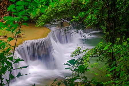 Huai Mae Kamin Waterfall in Kanchanaburi,Thailandの写真素材