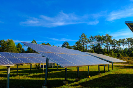 solar panel on blue sky background