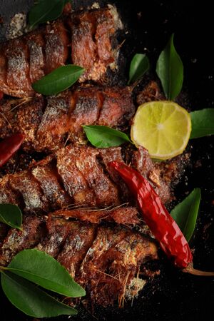 Homemade grilled fish - healthy seafood conceptの写真素材