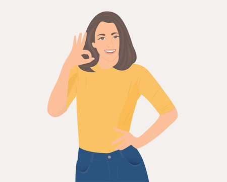 Happy woman feels that life is smooth in both work and love. Vector illustration.のイラスト素材