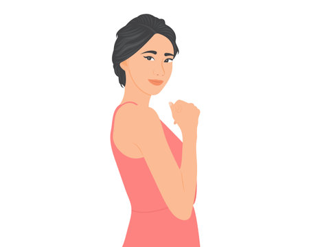 A young woman with beautiful skin, gentle and happy life. Healthy. Healthcare concept vector illustration.のイラスト素材