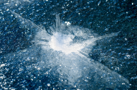 Trace from falling of a heavy subject on ice.の写真素材