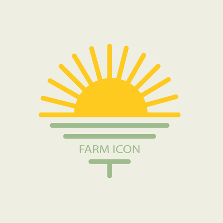 farmhouse, with the sun and golf. flat design for your businessのイラスト素材