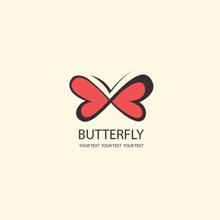 Sweet Butterfly. wings in the shape of hearts. Vector icons pattern. flat design setのイラスト素材