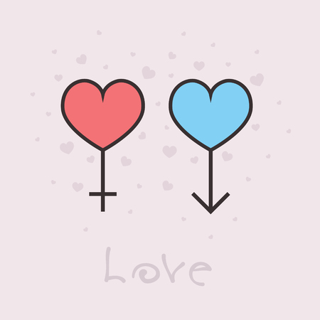 Gender symbols with heads of man and woman. Vector icon.のイラスト素材