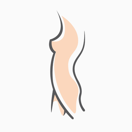 Sexy fitness figure of a girl. Intimate hygiene, vector lady poses. Lovely elastic ass bikini zone. Drawn graphics for design, backgroundのイラスト素材