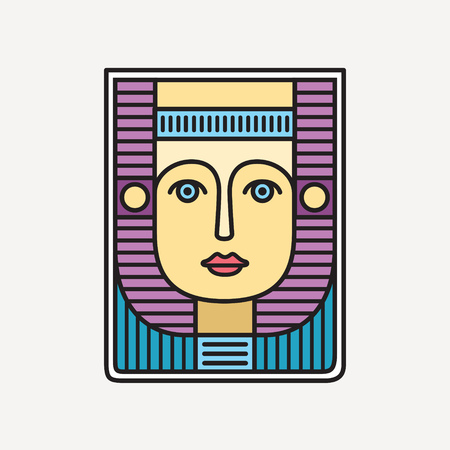 Portrait of the Princess of the Middle Ages. head front view. Elegant avatar face stylish geometric white background. Festival memphis vectorial flat styleのイラスト素材