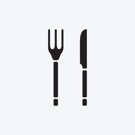 Set Icon graphic fork and knife. Black and white pictogram for web design. Vector flat illustrations, logoのイラスト素材