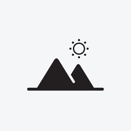 Icon graphic picture, abstract simple landscape with mountains. web design. Vector flat illustrations, logoのイラスト素材