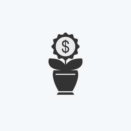 Money flower, tree isolated flat web mobile icon. Vector graphic illustration. Logotype, logoのイラスト素材