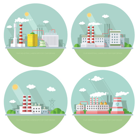 Collection industrial architectural urban landscapes.のイラスト素材