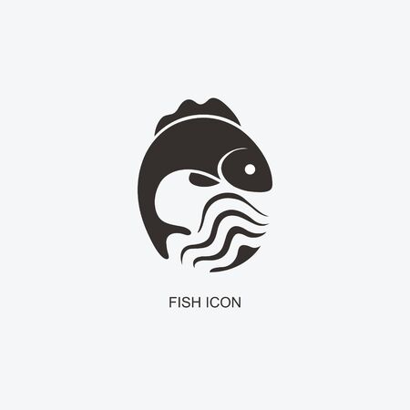 Fish logo template for design. Icon of seafood restaurant. Illustration of graphic flat styleのイラスト素材