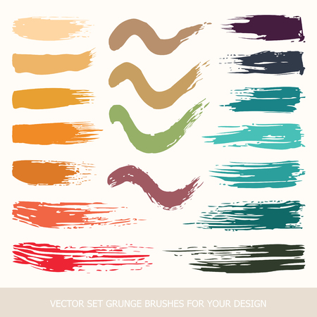 Collection of textures, grunge brushes, graphics, design element. Colored belly labels. Hand-drawn. Abstract background. Modernistic Art, vector Illustration.のイラスト素材