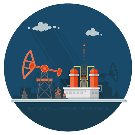Ecology Concept - Oil industry vector illustration, Infographics. Processing of gasoline fuel. icons for your designのイラスト素材