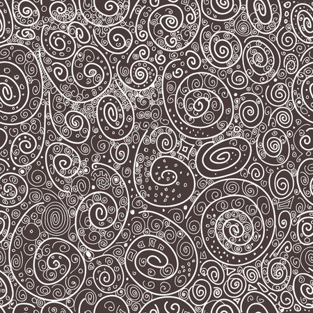 Abstract drawn with curls vector seamless texture. Wallpaper, backgrounds, decoration, fabric for your design.のイラスト素材
