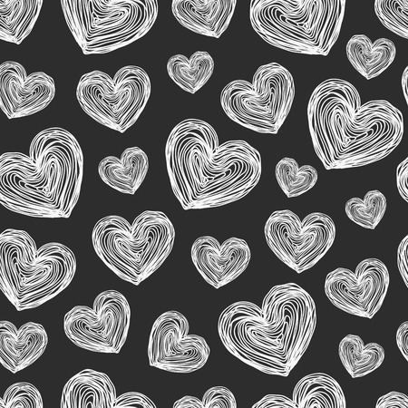 Romantic pattern with painted hearts. Celebratory Event, Valentine's Day, wedding, a date. graphic design by handのイラスト素材