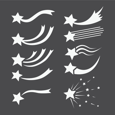 Falling stars vector set with different tails.のイラスト素材
