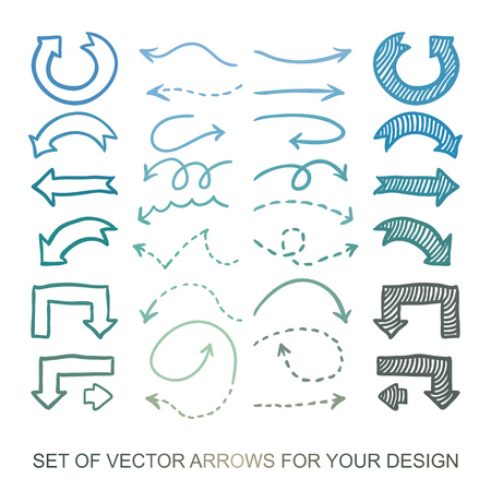 Different arrows icons, vector set. Abstract elements for business info-graphic. Up and down trend. Illustrations for web design.のイラスト素材
