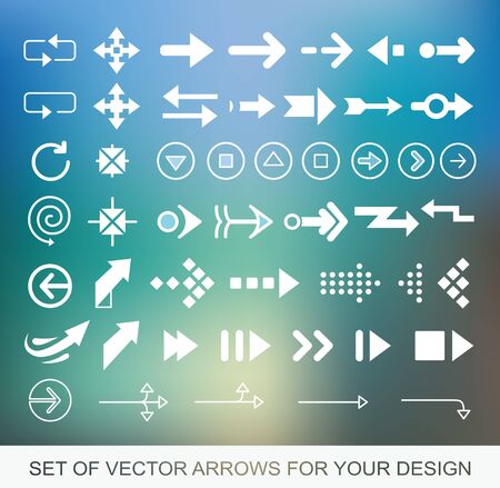 Different white Arrows icons, vector set. Abstract elements for business infographic. Up and down trend Illustrations for Web Designのイラスト素材