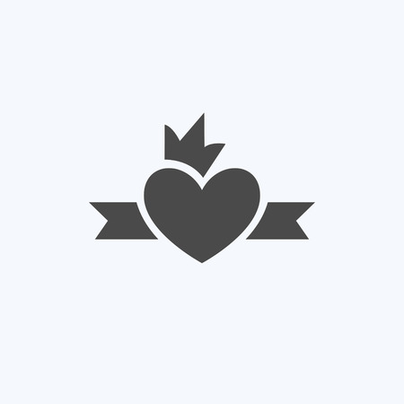 Simple graphical heart icon with crown. Template for your design and holiday. Vector illustration, emblem. Logotype, Logoのイラスト素材