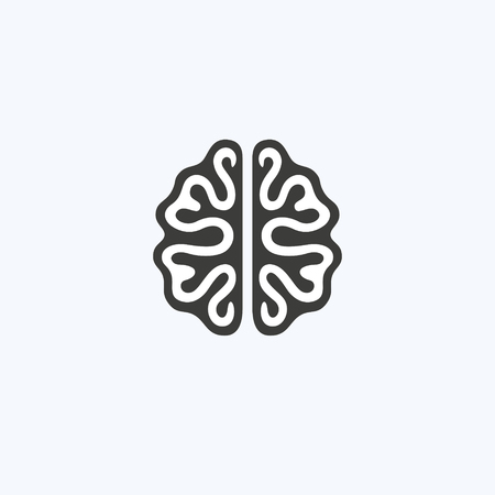 Creative clever brain in a graphic style with curls. Business idea, brainstorming. Vector illustration. Logotype, Logoのイラスト素材