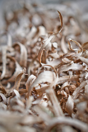 Beautiful carpentry background. Sawdust in focus and with a blurry image. Abstract composition for design. Stock photo.の写真素材