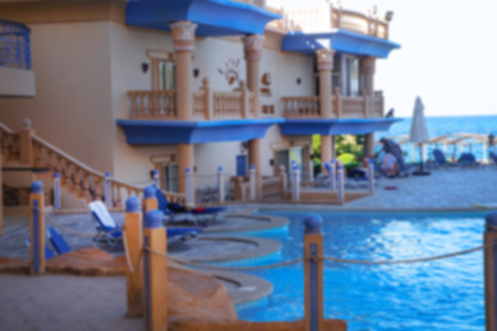 Egyptian hotel, villa, house with a swimming pool for a holiday. Stock photo for designの写真素材