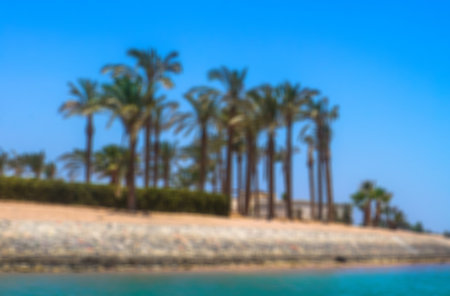 Beautiful view of the coastline with houses and hotels on the red sea. Tourist region in Egypt. Hurghada and its traditions. Stock photo for designの写真素材